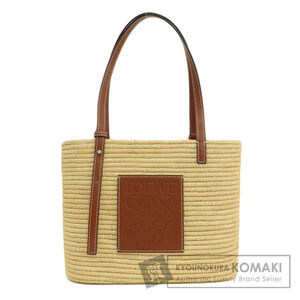 Loewe Square Basket Tote Bag Raffia Calfskin